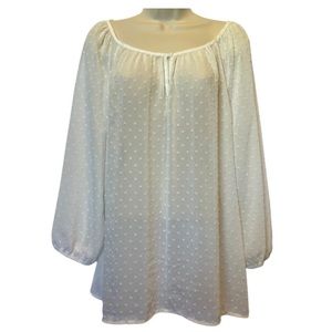 Old Navy Women’s Size XL white polka dot sheer blouse